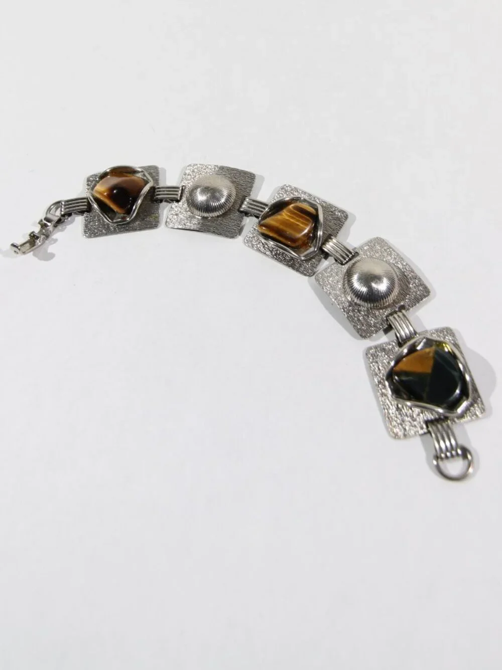 Vintage Silver Tone Tiger Eye Bracelet